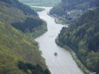 The first rowing: View from the Cloef to the Saarschleife