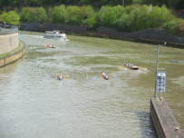 The first rowing: Lock Mettlach: departure